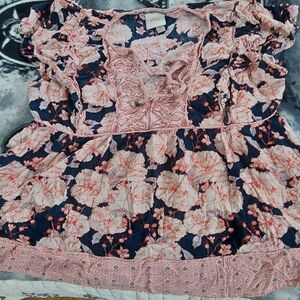 Knox Rose Floral Blouse in Pink and Navy